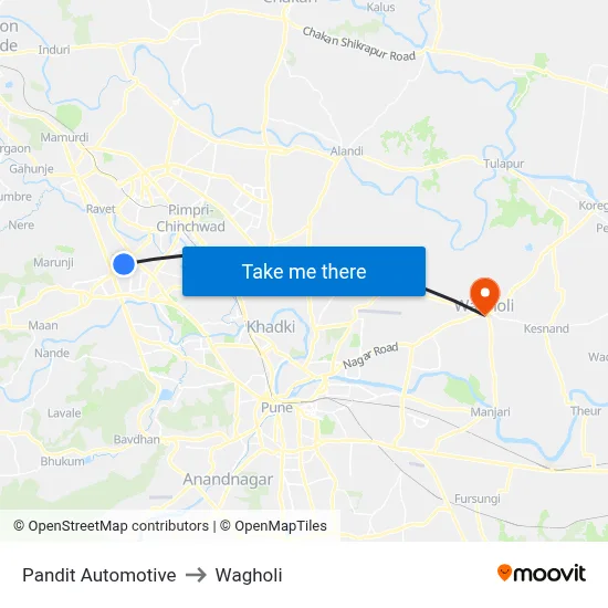 Pandit Automotive to Wagholi map