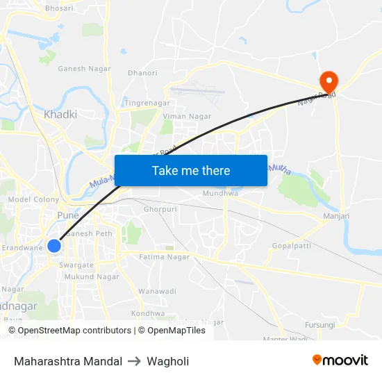 Maharashtra Mandal to Wagholi map