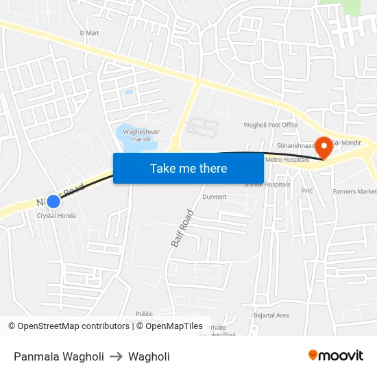 Panmala Wagholi to Wagholi map