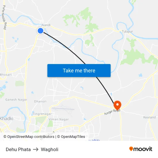 Dehu Phata to Wagholi map