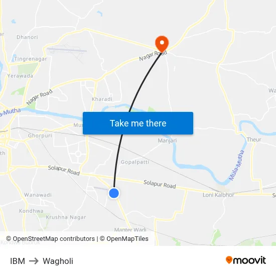 IBM to Wagholi map