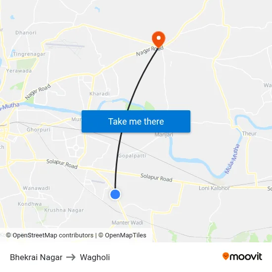Bhekrai Nagar to Wagholi map