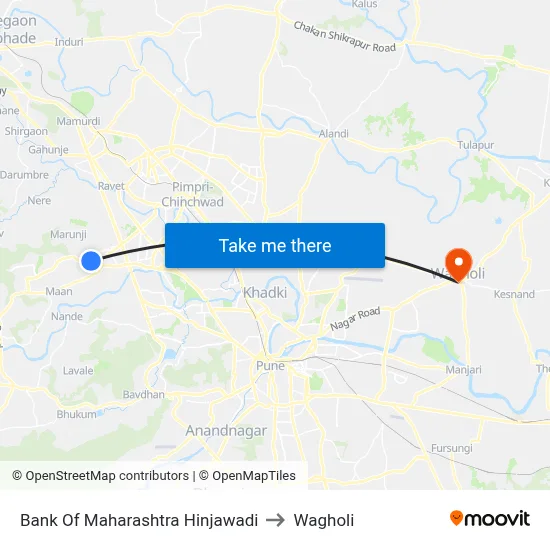 Bank Of Maharashtra Hinjawadi to Wagholi map