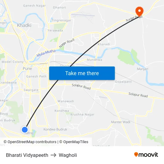 Bharati Vidyapeeth to Wagholi map