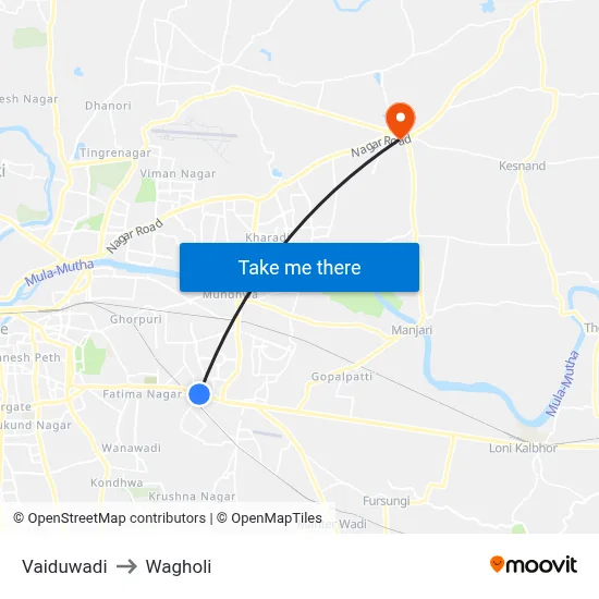 Vaiduwadi to Wagholi map