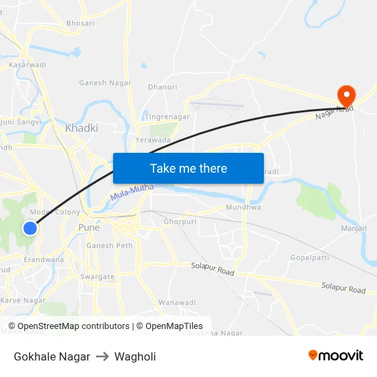 Gokhale Nagar to Wagholi map