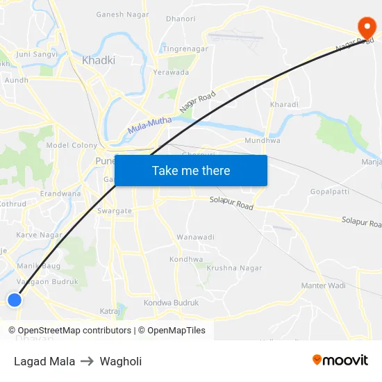 Lagad Mala to Wagholi map