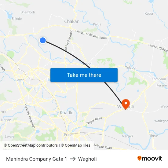 Mahindra Company Gate 1 to Wagholi map