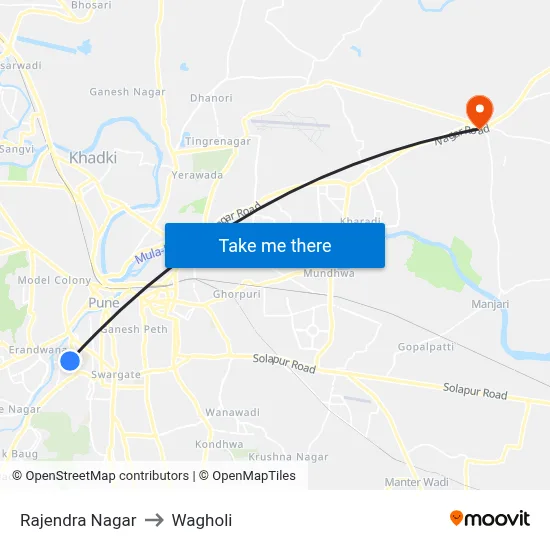 Rajendra Nagar to Wagholi map