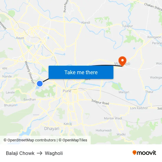 Balaji Chowk to Wagholi map