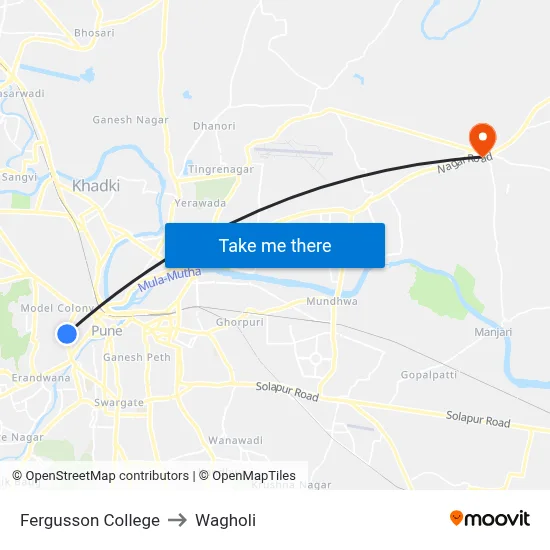 Fergusson College to Wagholi map