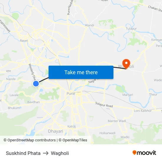 Suskhind Phata to Wagholi map