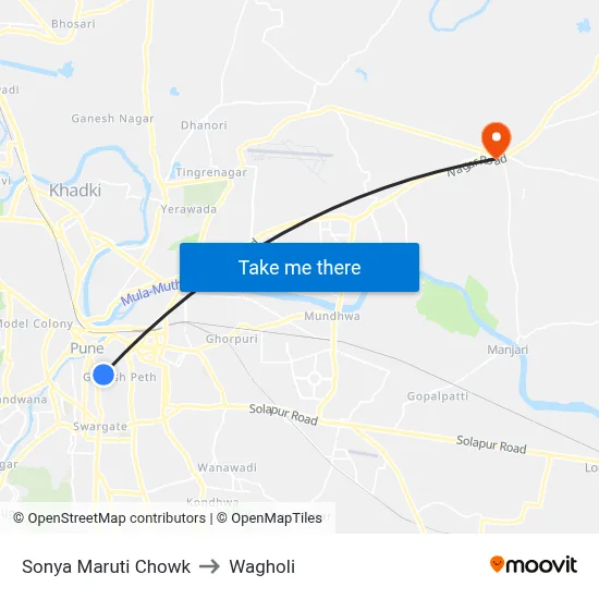 Sonya Maruti Chowk to Wagholi map