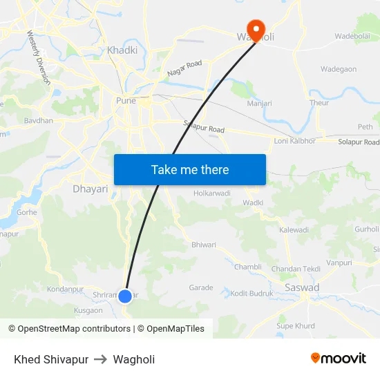 Khed Shivapur to Wagholi map