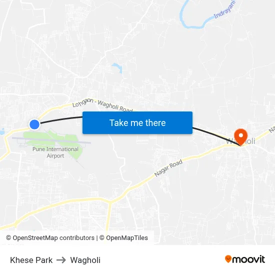 Khese Park to Wagholi map