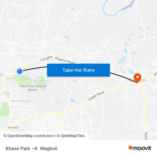 Khese Park to Wagholi map