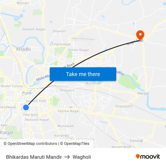Bhikardas Maruti Mandir to Wagholi map