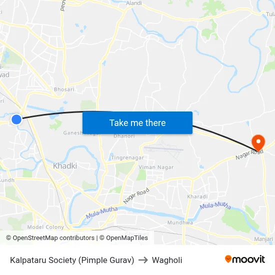 Kalpataru Society (Pimple Gurav) to Wagholi map
