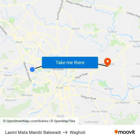 Laxmi Mata Mandir Balewadi to Wagholi map