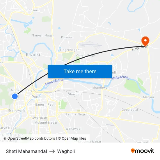 Sheti Mahamandal to Wagholi map