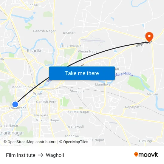 Film Institute to Wagholi map