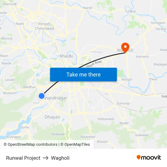 Runwal Project to Wagholi map