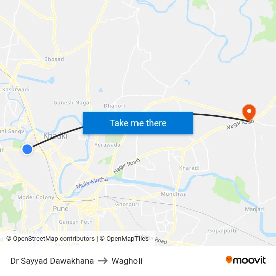 Dr Sayyad Dawakhana to Wagholi map