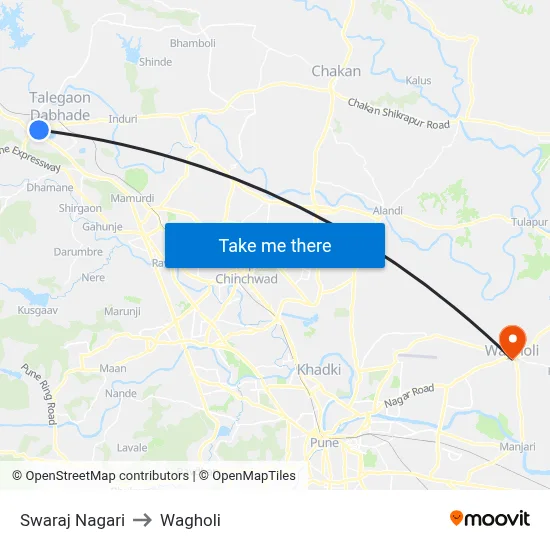 Swaraj Nagari to Wagholi map