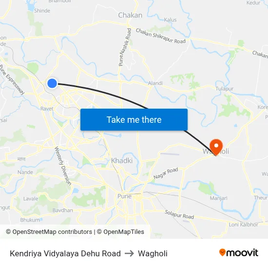 Kendriya Vidyalaya Dehu Road to Wagholi map