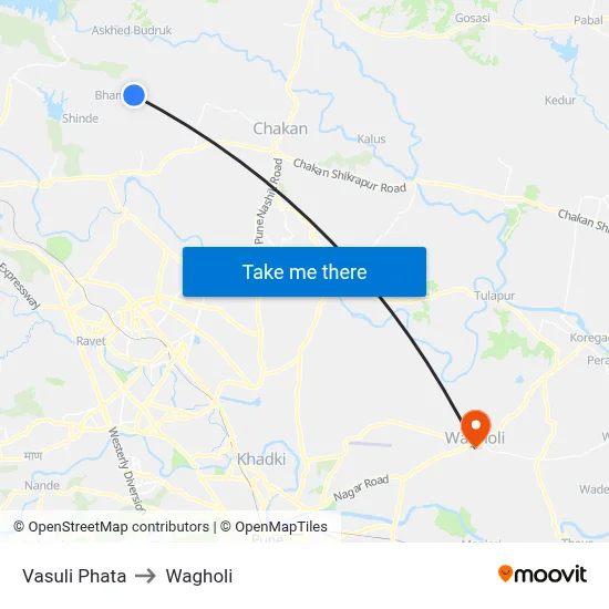 Vasuli Phata to Wagholi map