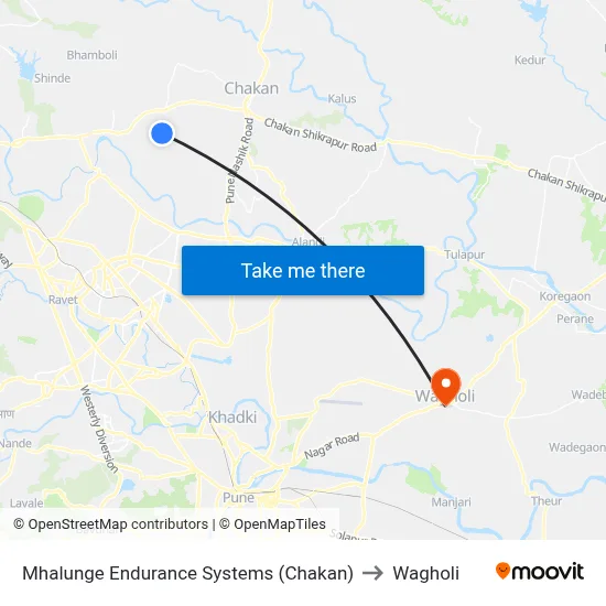 Mhalunge Endurance Systems (Chakan) to Wagholi map