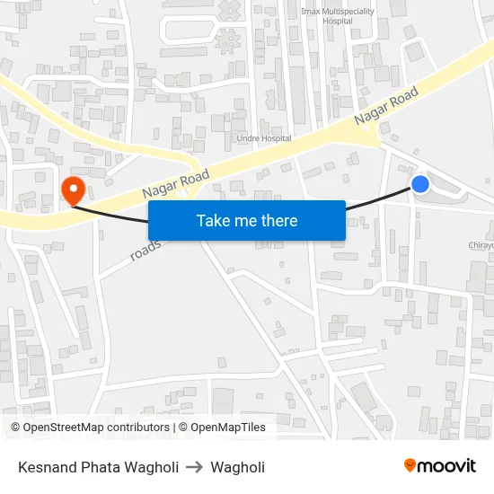 Kesnand Phata Wagholi to Wagholi map