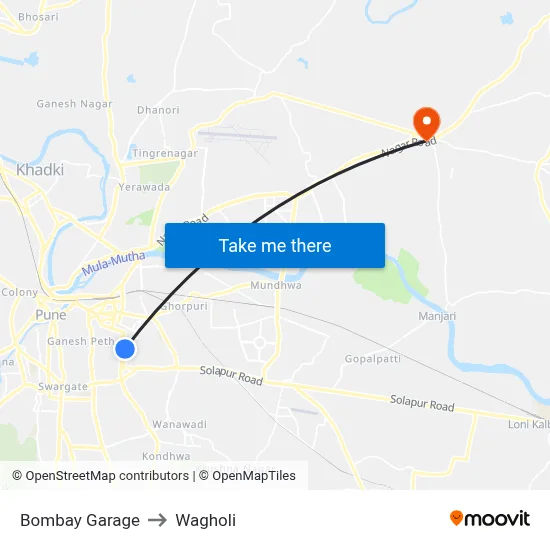 Bombay Garage to Wagholi map