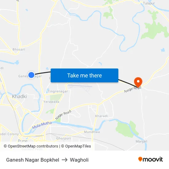 Ganesh Nagar Bopkhel to Wagholi map