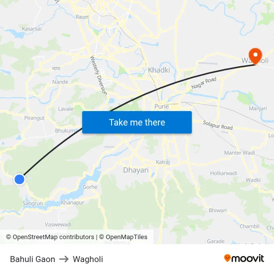 Bahuli Gaon to Wagholi map
