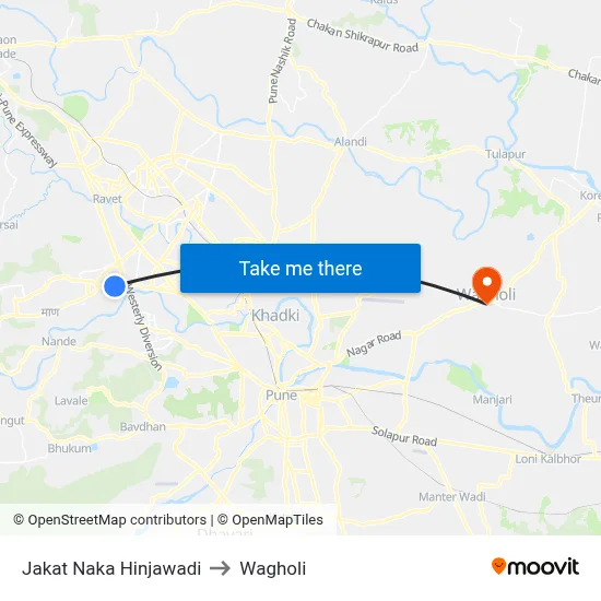 Jakat Naka Hinjawadi to Wagholi map