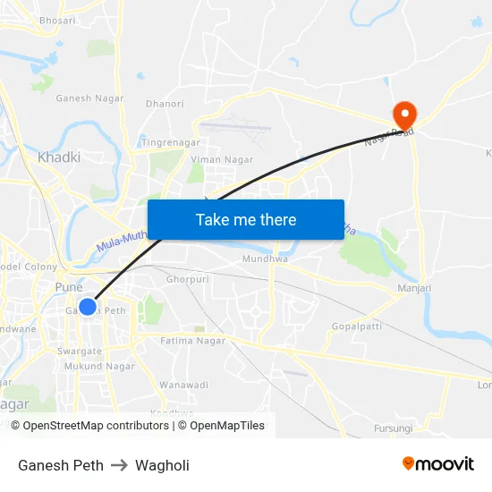 Ganesh Peth to Wagholi map
