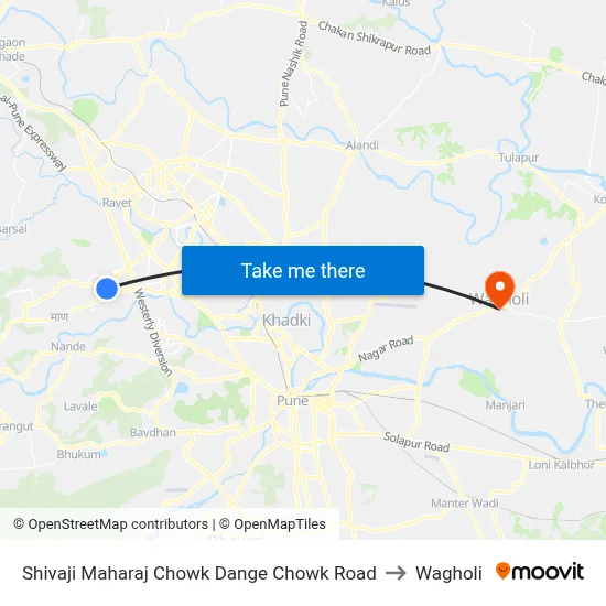Shivaji Maharaj Chowk Dange Chowk Road to Wagholi map