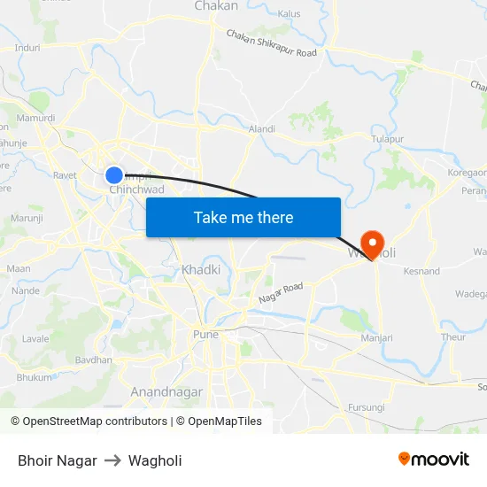 Bhoir Nagar to Wagholi map