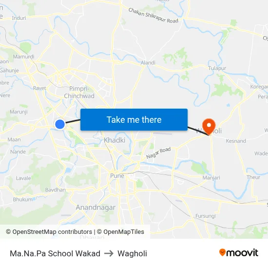Ma.Na.Pa School Wakad to Wagholi map