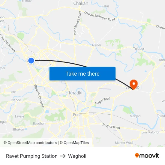 Ravet Pumping Station to Wagholi map