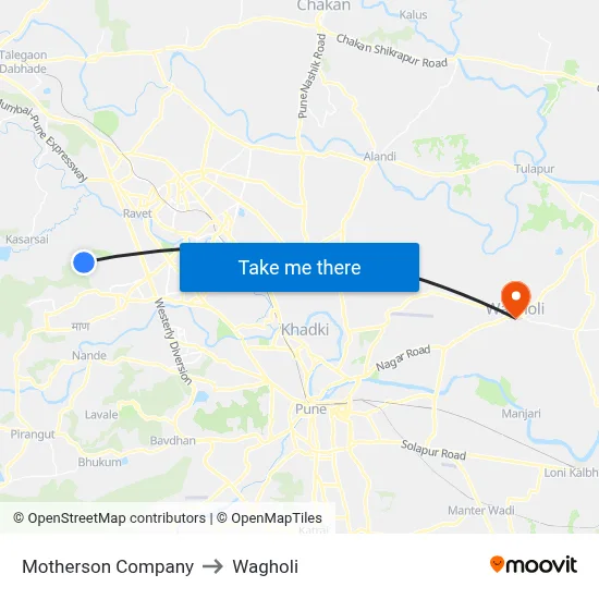 Motherson Company to Wagholi map
