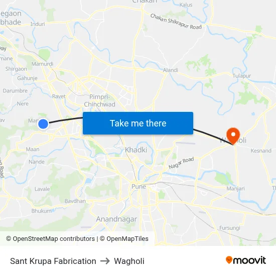 Sant Krupa Fabrication to Wagholi map