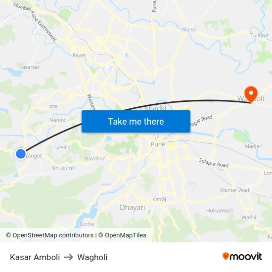 Kasar Amboli to Wagholi map