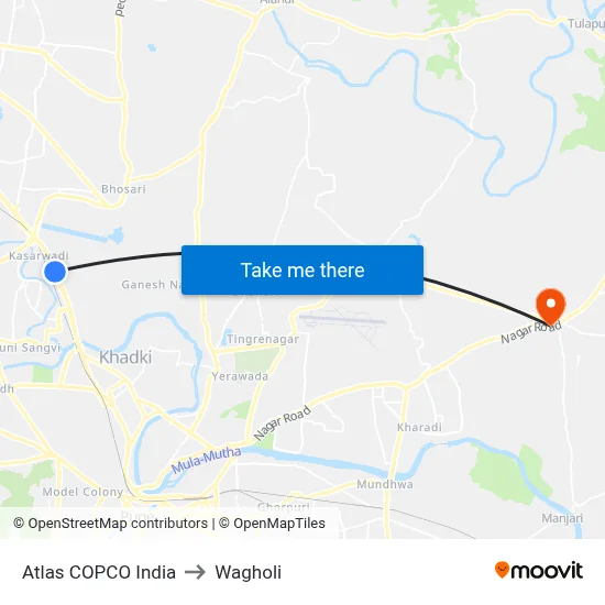 Atlas COPCO India to Wagholi map