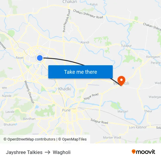 Jayshree Talkies to Wagholi map