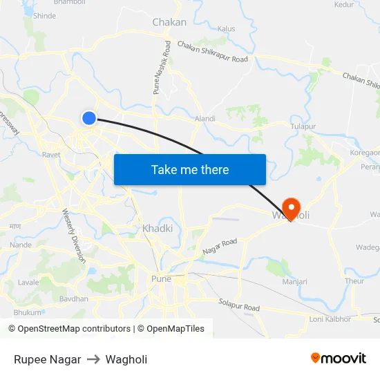 Rupee Nagar to Wagholi map