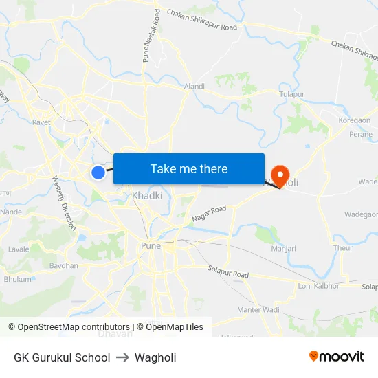 GK Gurukul School to Wagholi map