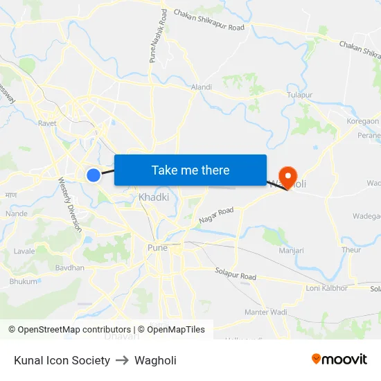 Kunal Icon Society to Wagholi map