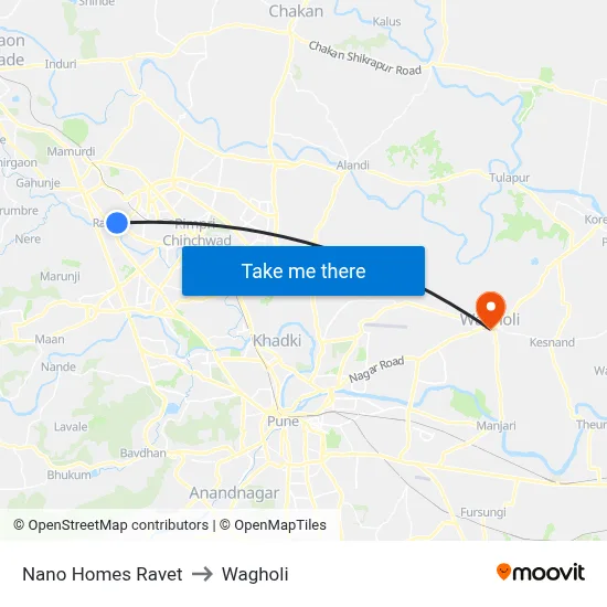 Nano Homes Ravet to Wagholi map